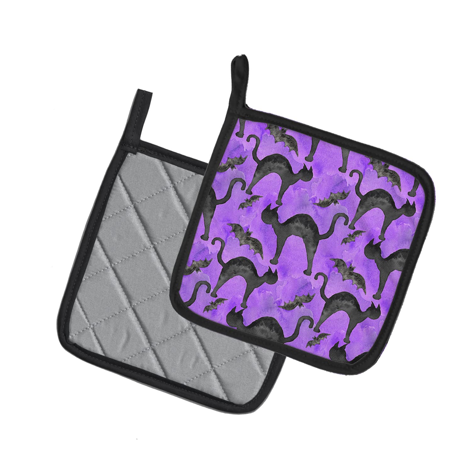 Caroline's Treasures BB7528PTHD Watecolor Halloween-Topflappen, Schwarze Katzen auf lila, 7,5 x 7,5 W, Mehrfarbig