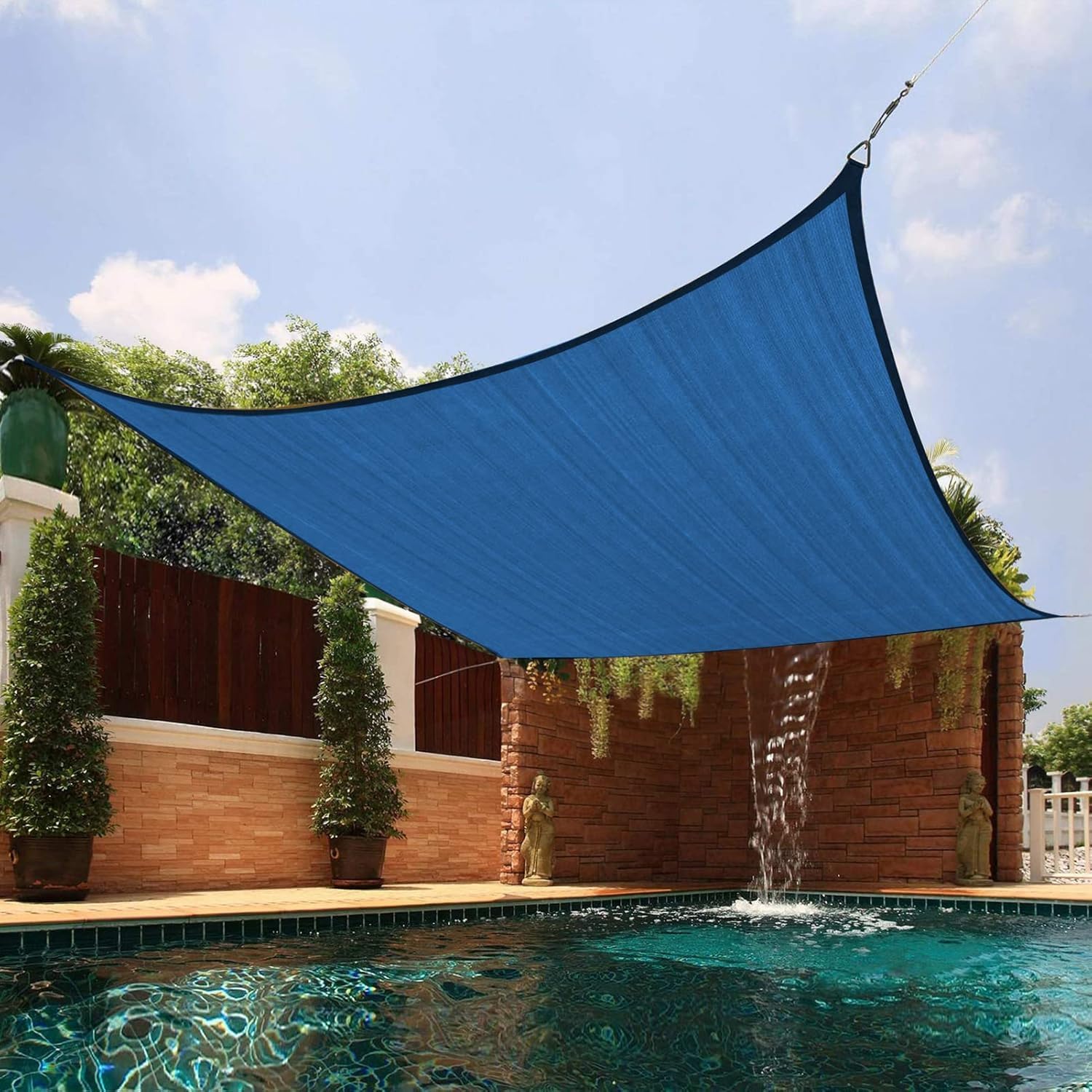 Amagenix 12'X12' Sun Shade Sail Rectangle Blue UV Block Breathable Outdoor Canopy Sunshades for Patio Deck Garden Backyard, Custom