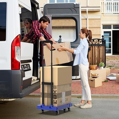 Miniatura 7 de SOYO Camión de mano plegable, carrito de mano resistente de 500 libras, carrito de equipaje plegable portátil de 6 ruedas con 2 cuerdas elásticas