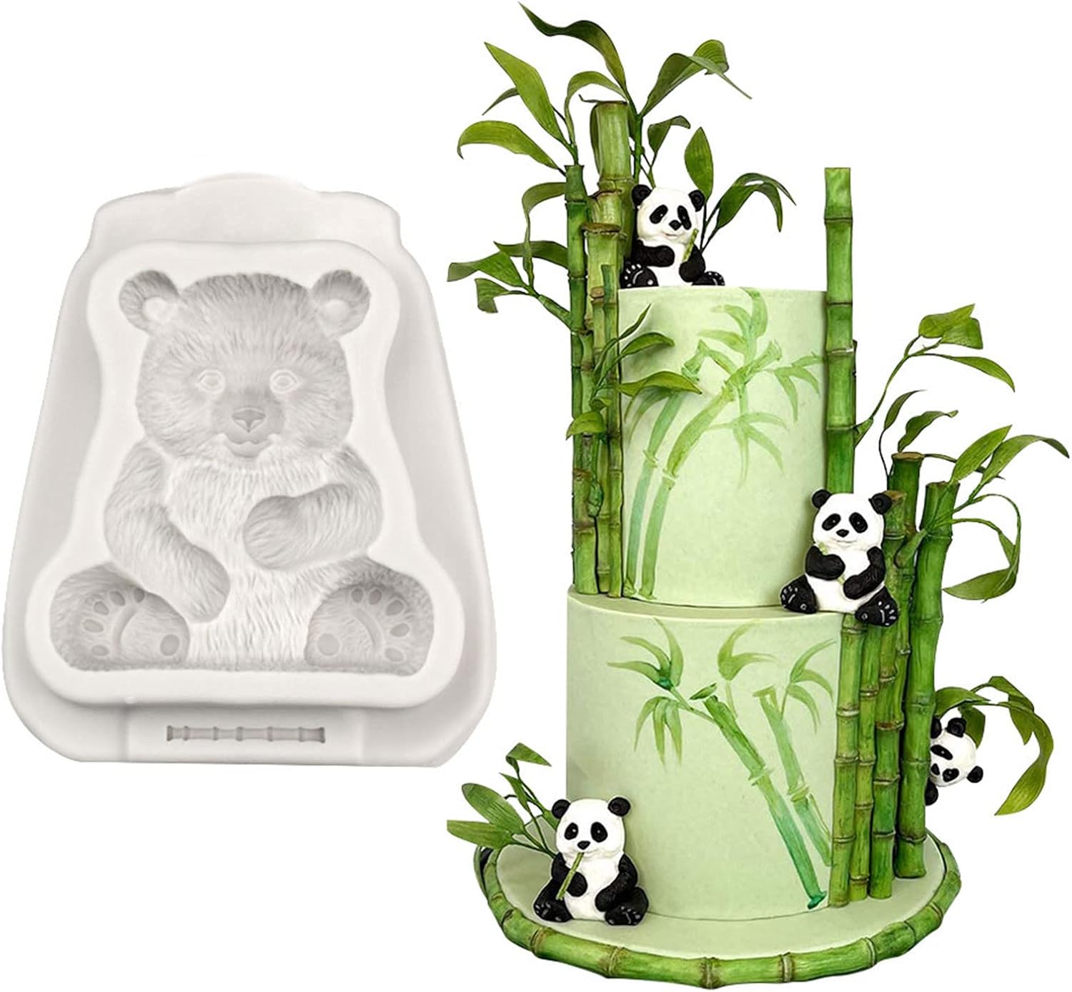 Molde de silicona para pasteles con formas de panda y bambú