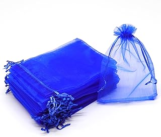 100Pcs Organza Bags 6x8 Inch, Royal Blue Wedding Party Favor Bags with Drawstring, Mesh Jewelry Gift Bag Christmas Candy Pouches