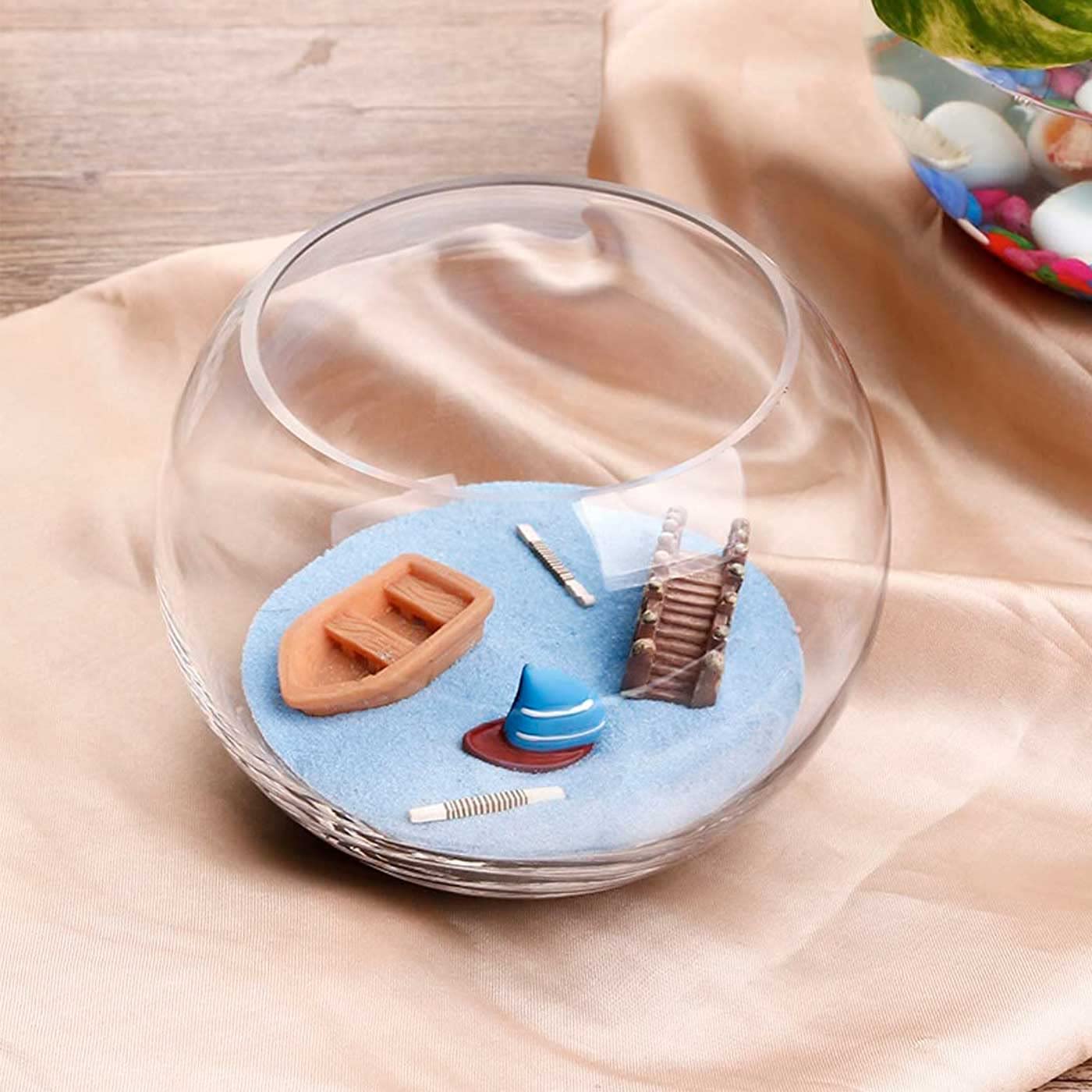 Acan Tradineur - Pecera Redonda de Cristal, Acuario esférico, Globo pequeño para Peces, Mascotas, decoración de Interior, hogar (Transparente, 20 x 16 cm)