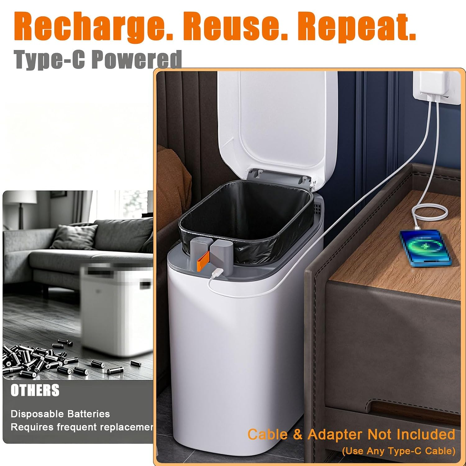 Automatic Bathroom Trash Can with Lid, 3.5 Gallon Motion Sensor Trash Can