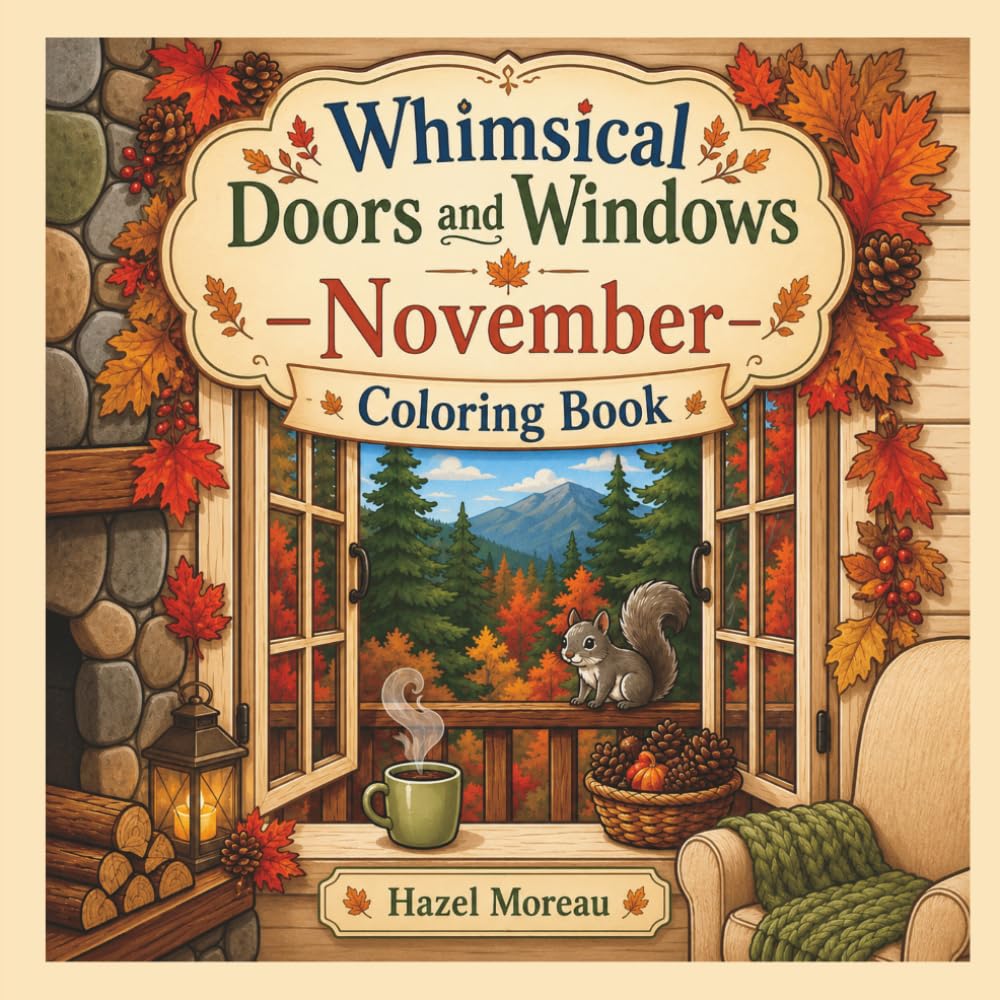 Whimsical Doors and Windows – November Coloring Book: Charming Houses from Around the World — Cottagecore Spaces for Stress Relief and Relaxation, ... for Adults & Teens (Hygge Homes Coloring)