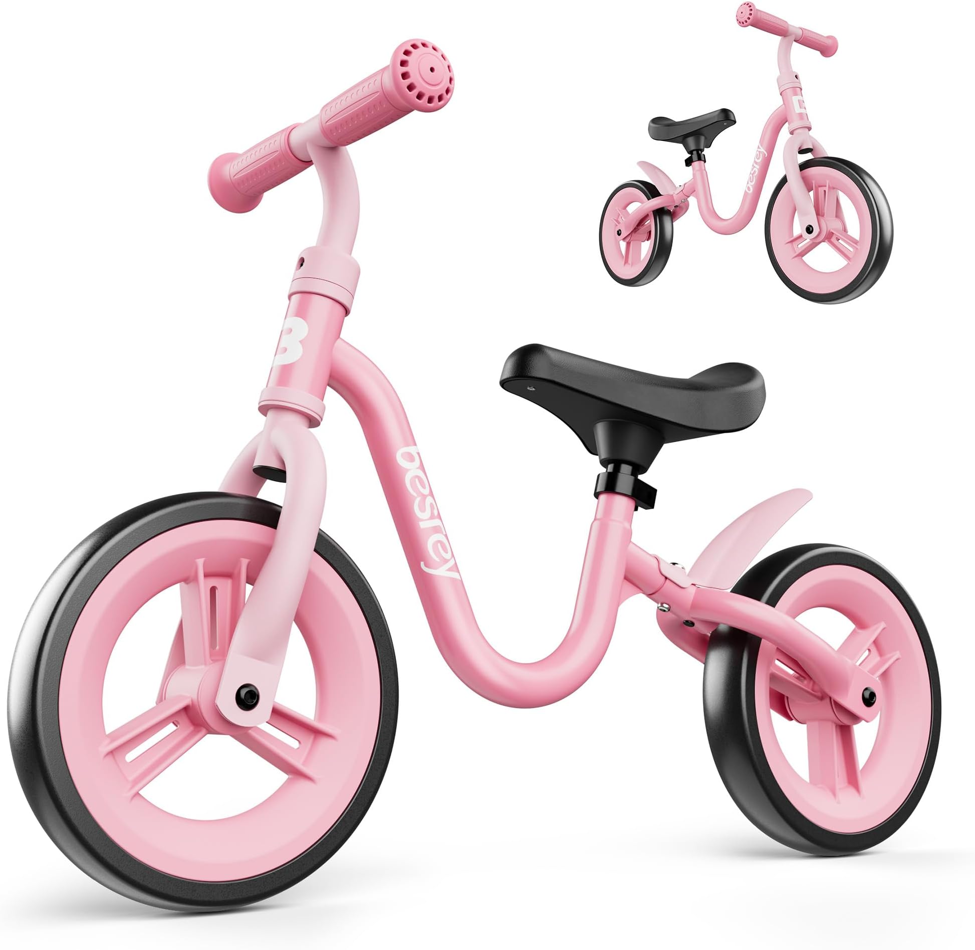 besreyToddler Balance Bike, Age 18 Months to 4 Years Old, No Pedal Balancing Training Bike for Kids with Adjustable Handlebar & Seat, Toys for Toddlers 1-4 Boys Girls Birthday Gift, Pink