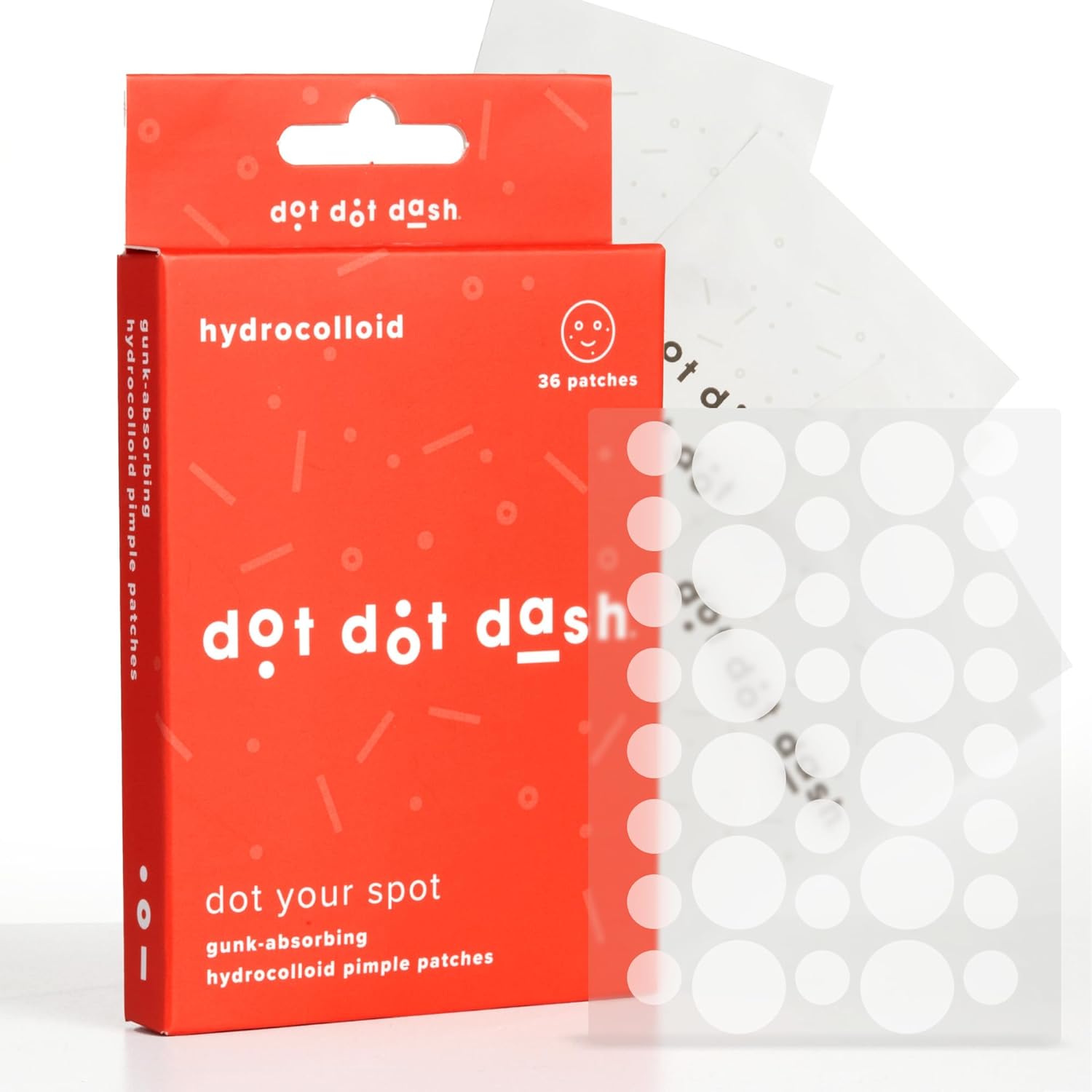 Dot Dot Dash Hydrocolloid Acne Pimple Patches with gunk