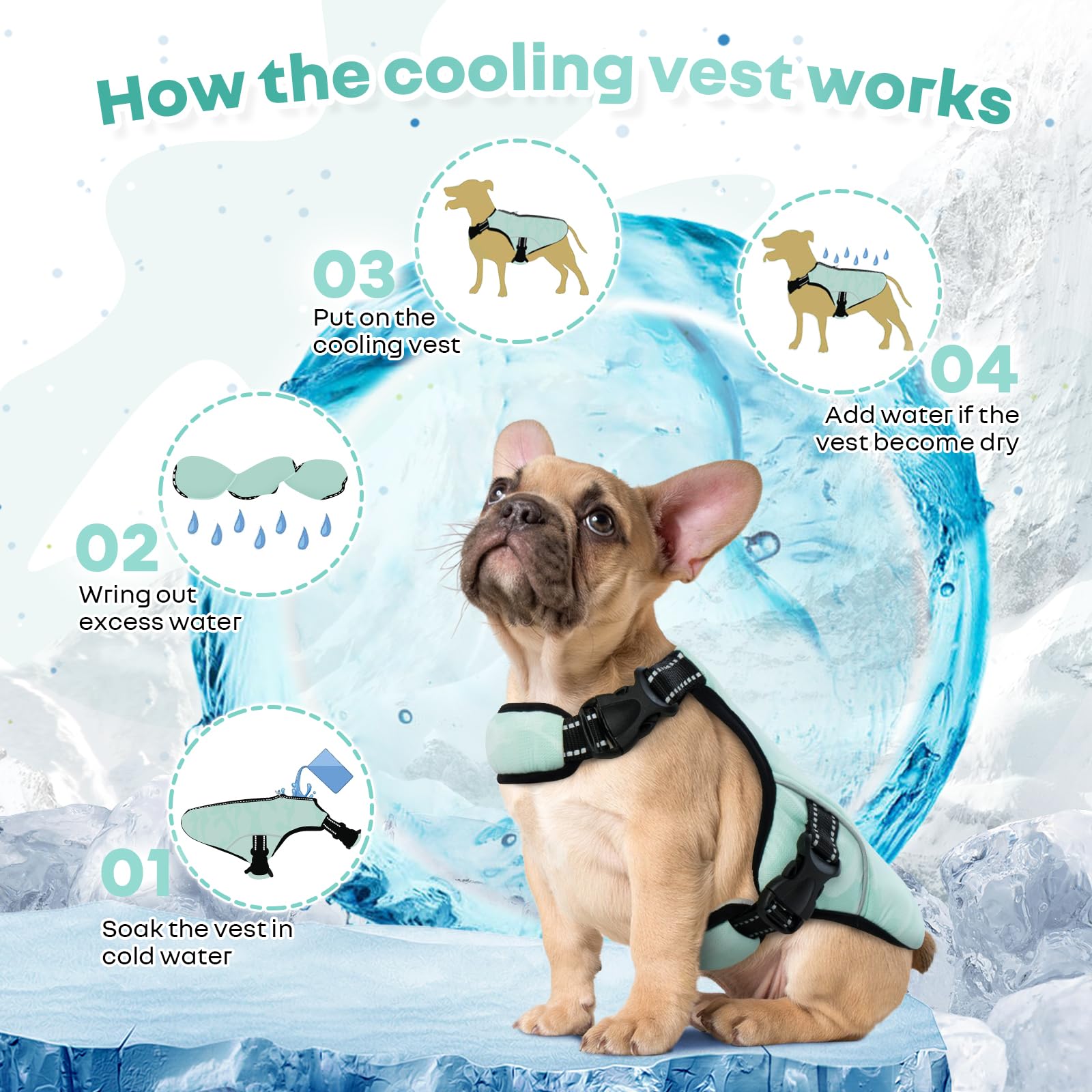 Kühlweste für Große Hunde, Hunde Kühlmantel Einstellbare Kühlung Hund Jacke Saugfähige & kühle Hundeweste für Sport heißes Wetter Sommer Dog Cooling Vest Coat(Grün, XL)