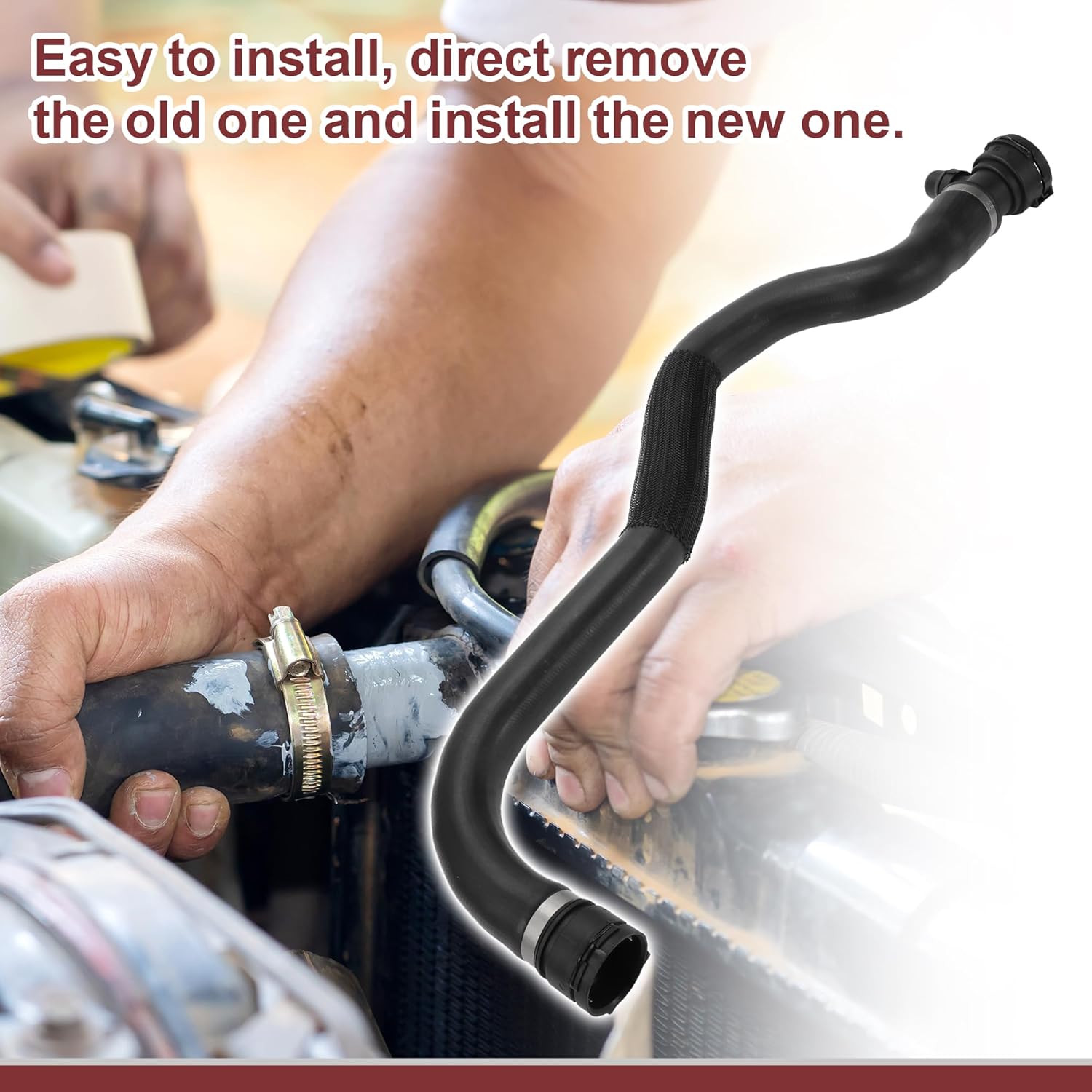 1 Pcs Radiator Coolant Hose for BMW 530i 540i 2017-2020 Upper Coolant Return Line No.17128602870 Black Rubber