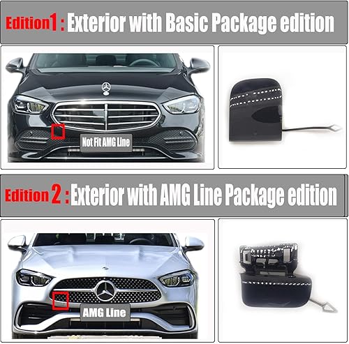 Miniatura 9 de Cubierta de remolque delantera para Mercedes Benz Clase C W206 Fit C160 C180 C200 C250 C300 C350 C400 C450 2021 2022 2023 Tapa de gancho de