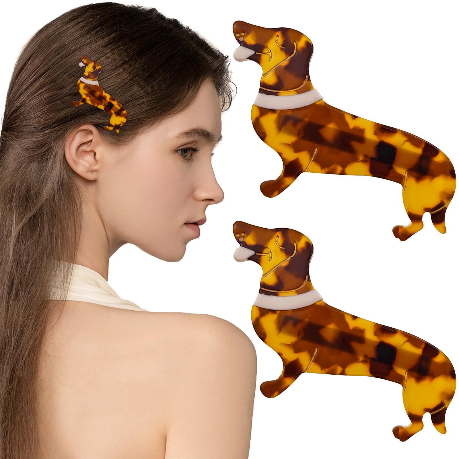 Amazon.co.jp: かわいいダックスフンド犬のヘアクリップ セルロース