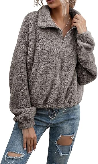 Damen Teddyjacke Aus Fleece – Warme Winterjacke Mit Kapuze & Reißverschluss Für Herbst & Winter