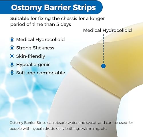 Miniatura 2 de 20 tiras elásticas de barrera para ostomía, hidrocoloide de grado médico, suministros de ostomía, cinta adhesiva para la piel, fugas impermeables
