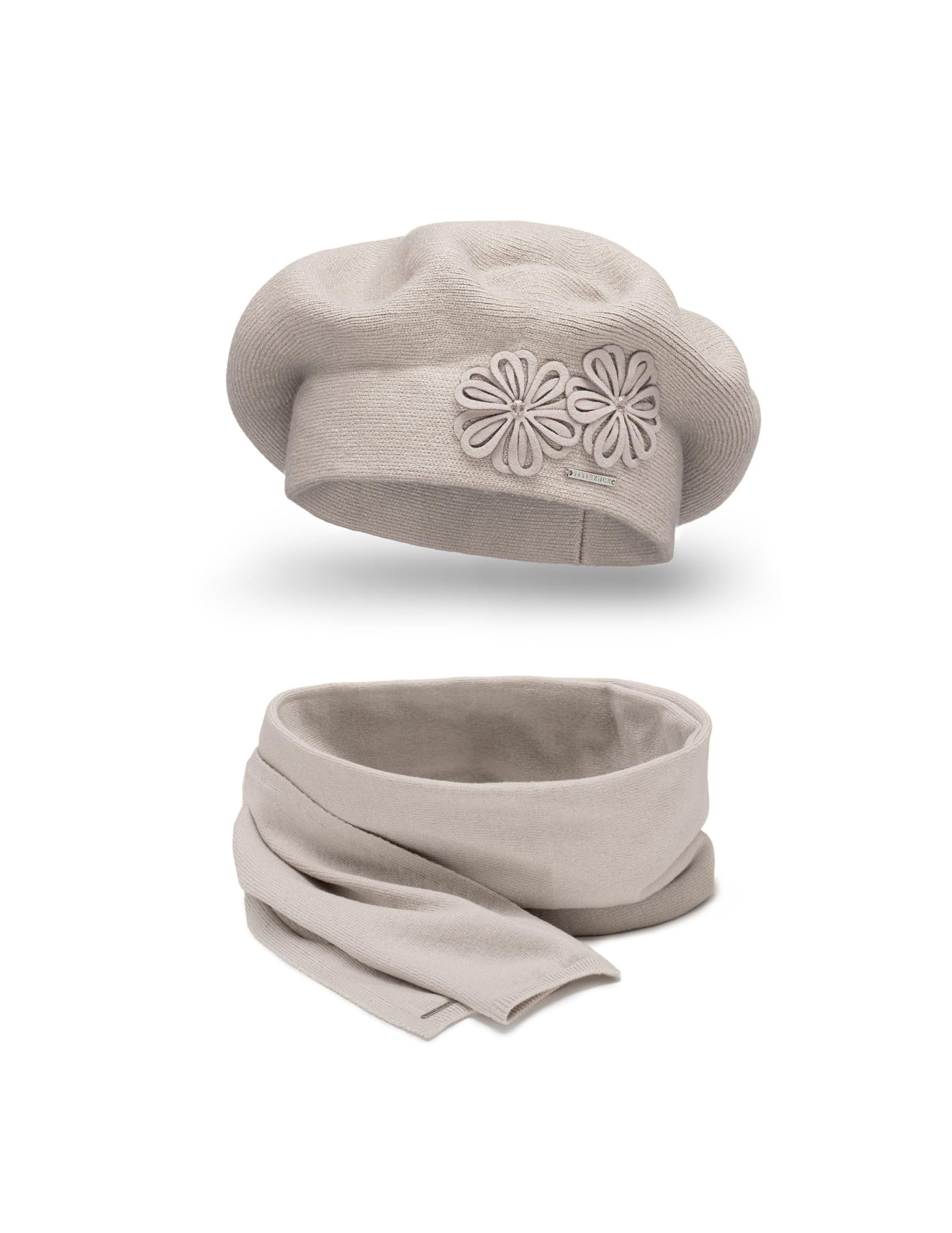VIVISENCE Béret Féminin Automne Hiver Élégant en Laine Mélangée De Style Classique avec Ornements Floraux Chaud Et Confortable Taille Unique Idéal 7007