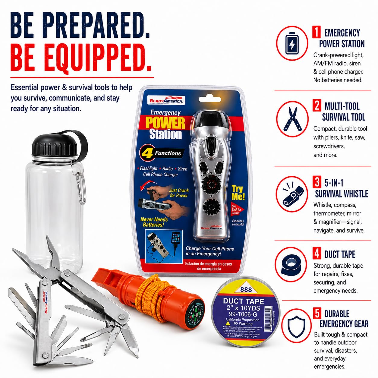 Ready America 70285 2-Person 3-Day Deluxe Emergency Backpack | Premium Survival Kit w Food Water Medical Supplies Tools Blankets & More Disaster Prep Earthquake & Home Safety product thumbnail 5