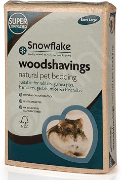 Dihl Snowflake Small Animal Wood Shavings Natural Pet Bedding 7KG, Dust Extracted Premium Pet Bed Substrate, Odour Control, For Rabbit, Hamster, Gerbil, Guinea Pig, Mouse, FSC Approved, Extra Large
