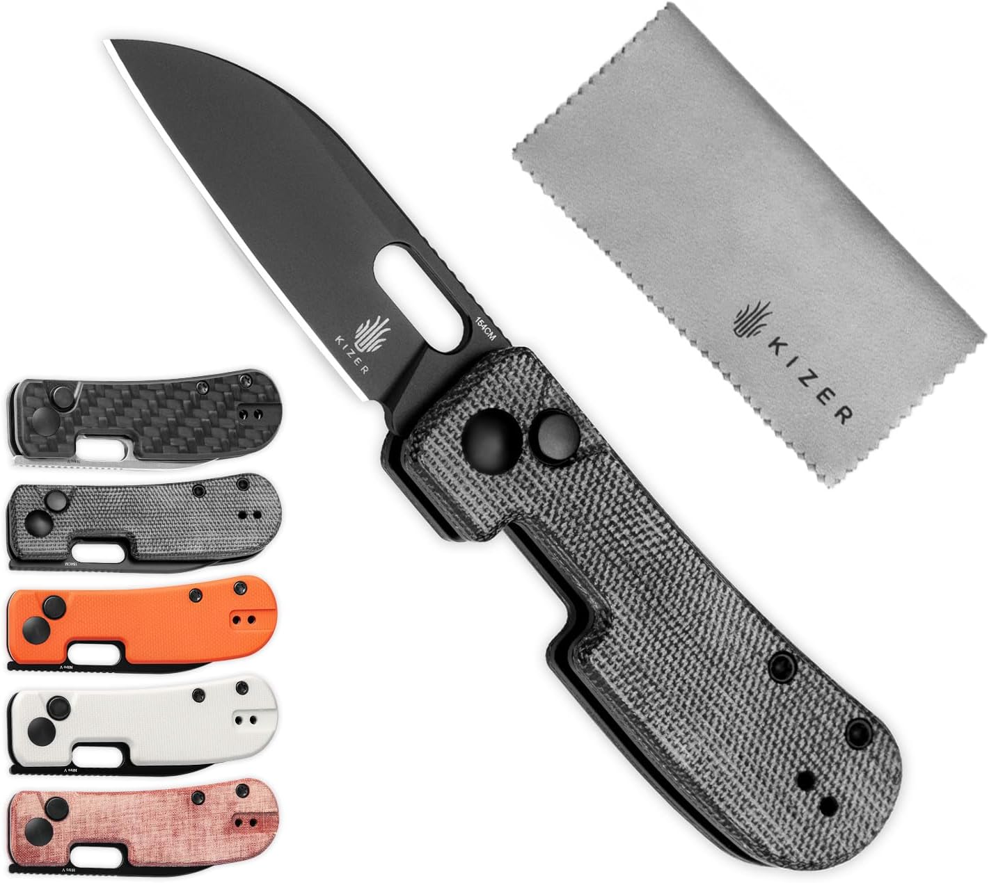 Kizer Banish Folding Pocket Knife, 2.3 In 154CM Steel Blade Small EDC Knife, Micarta Handle Mini Utility Knife for Men Women Sharp Camping Survival Hiking Knives, V2676C1
