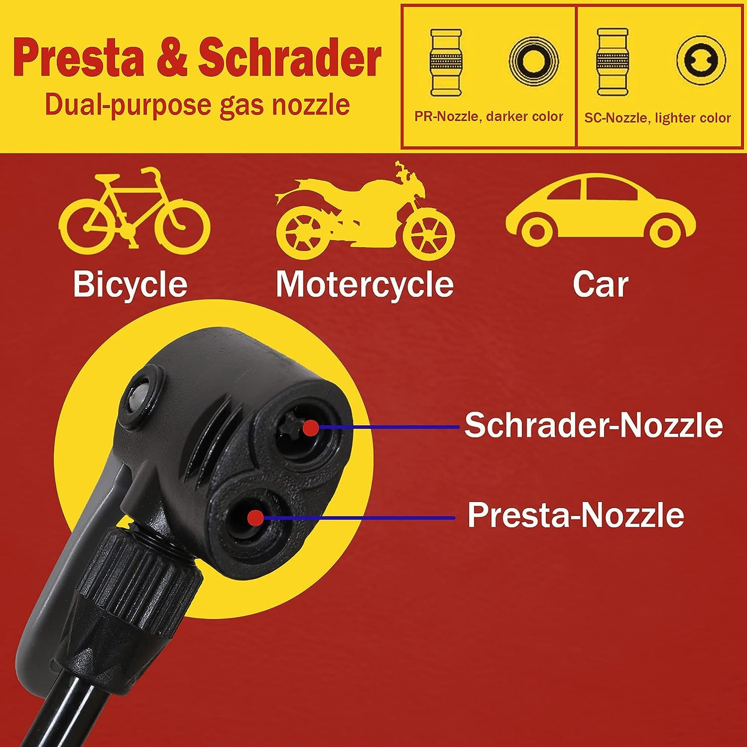 Lirzeg Double Cylinder Portable Foot Pump Air Tyre Inflator with Pressure Gauge for Car Tyres, Bicycle Tyres, Bike Tyres, 160 psi Motorcycle Tyres, Balls, Air Mattress Inflators (Black) 2