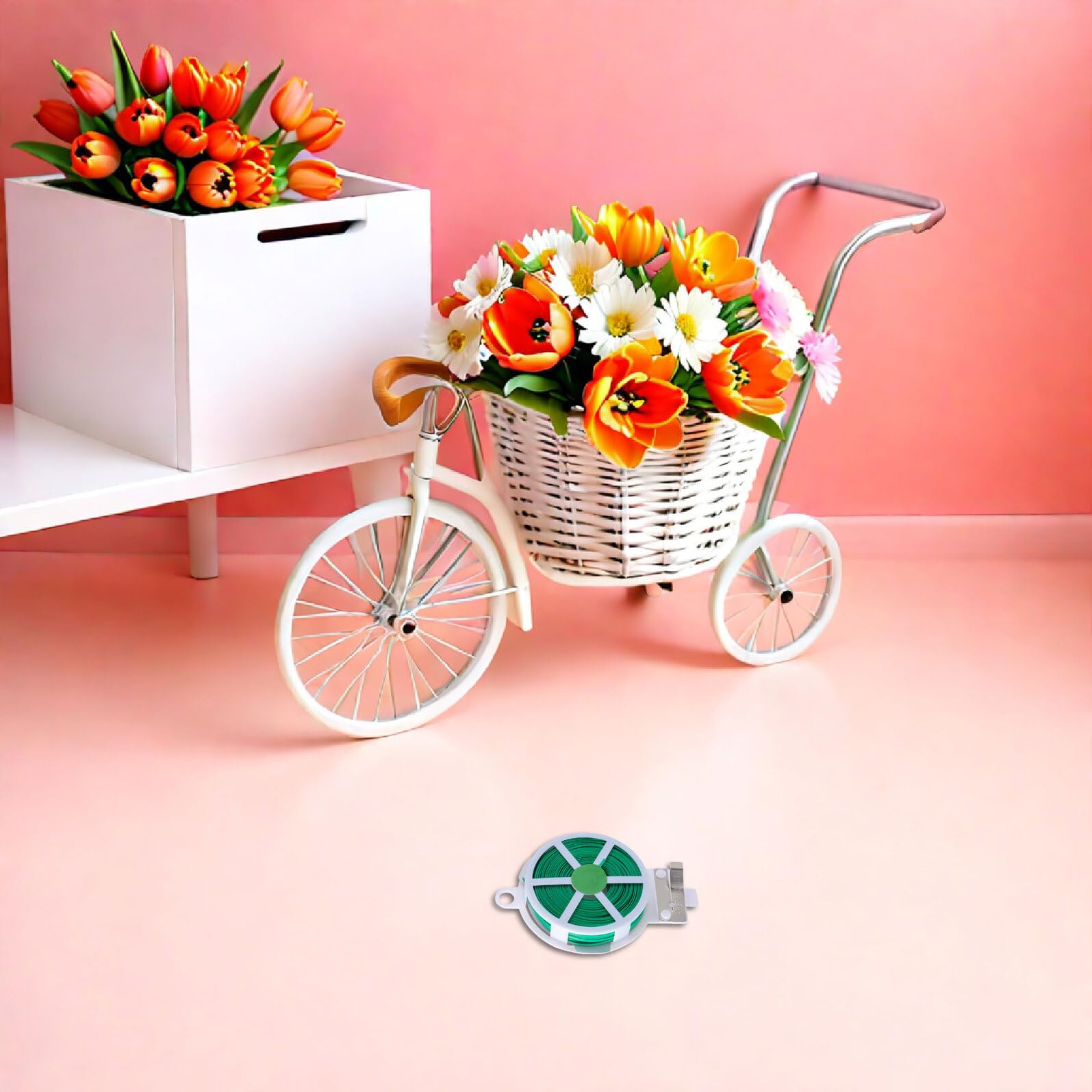 12 Filo da Giardino Rivestito in Plastica Verde con Taglierina Legacci Riutilizzabili per Piante Rampicanti e Orticoltura Filo Flessibile Protetto per Supporto e Legatura