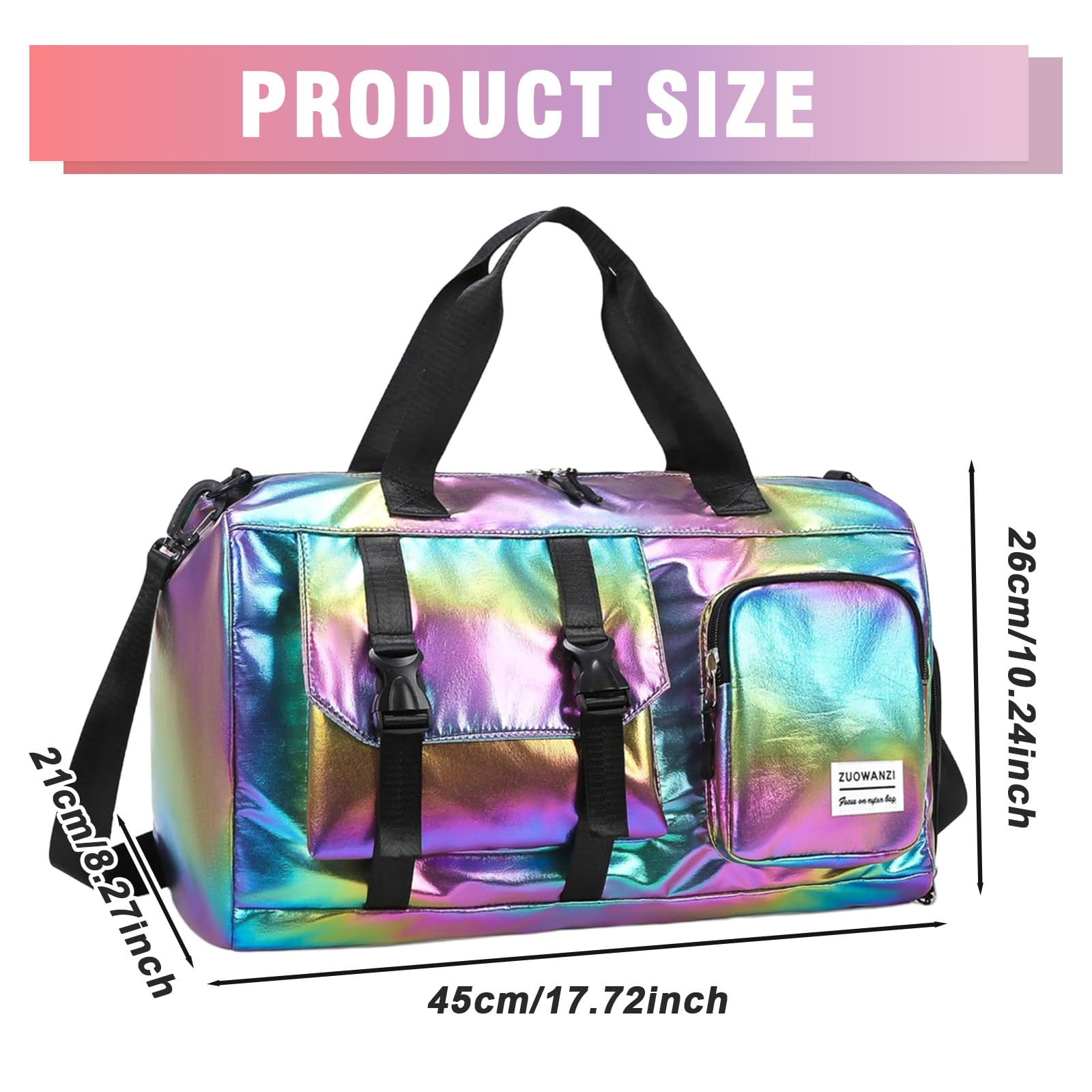 MeYuxg Borsa da Viaggio per Donna con Scomparto per Scarpe e Scomparto per Articoli Bagnati, Borsa da Viaggio per Donna con Effetto Glitter Gym Bag, Borsa Impermeabile per Nuoto, Borsa per Allenamento