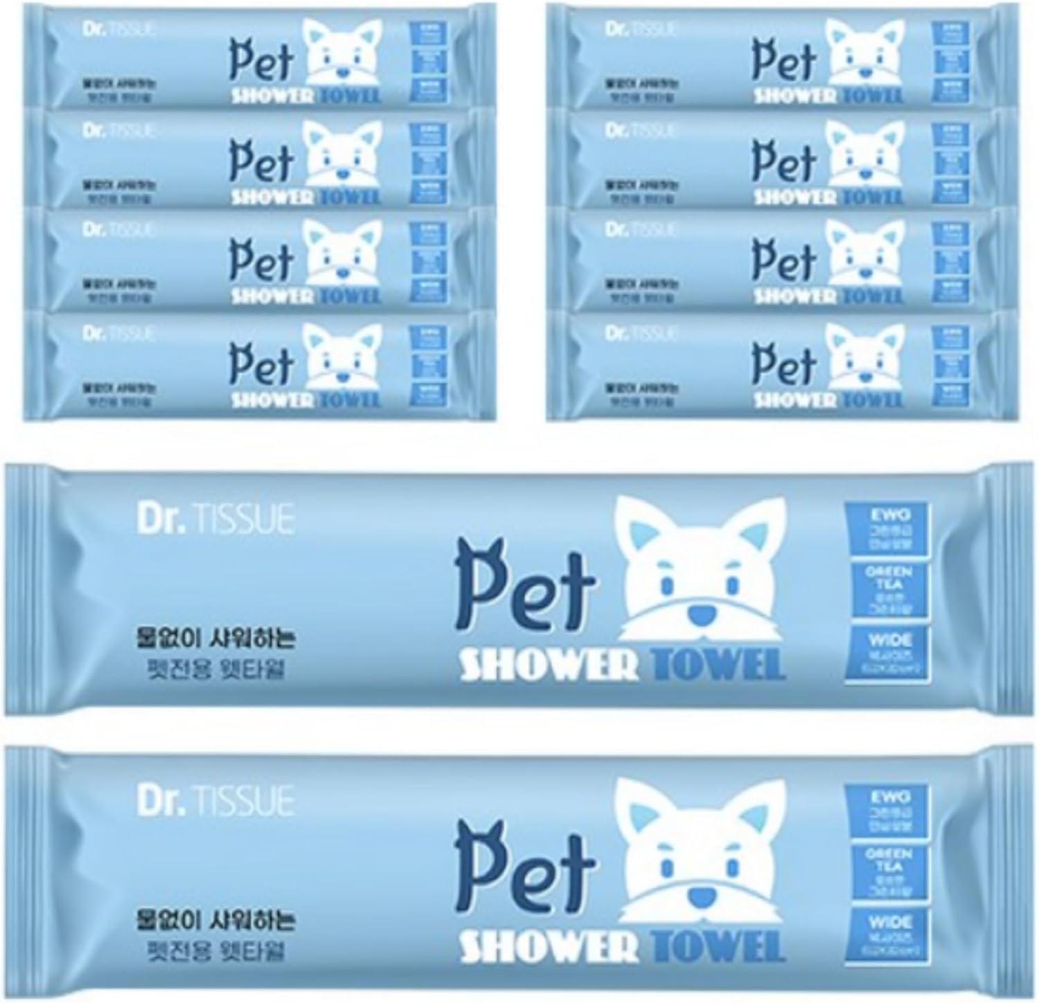 Extra Large Size - 20.5" x 12.6" Pet Wipes | Individually Packaged | Paw Wipes | Hypoallergenic | Grooming | Bathing | Green Tea Scented Deodorizing | Tear Stain | All Purpose Bath Wipes | 10 Counts