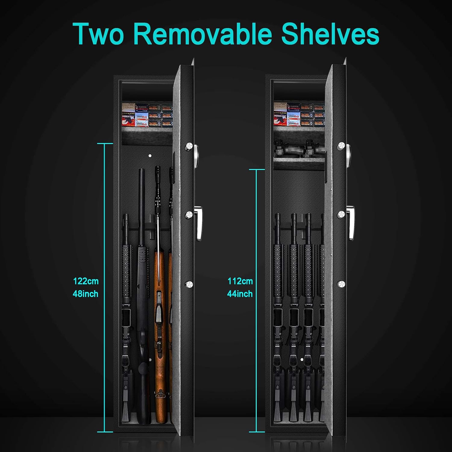LANGGER V Biometric Rifle Gun Safe, Shotgun Quick Access, 4-Gun Large Fingerprint Rifle Gun Security Cabinet for Rifle Shotgun Firearms with/without Scopes, 2 Removable Shelves