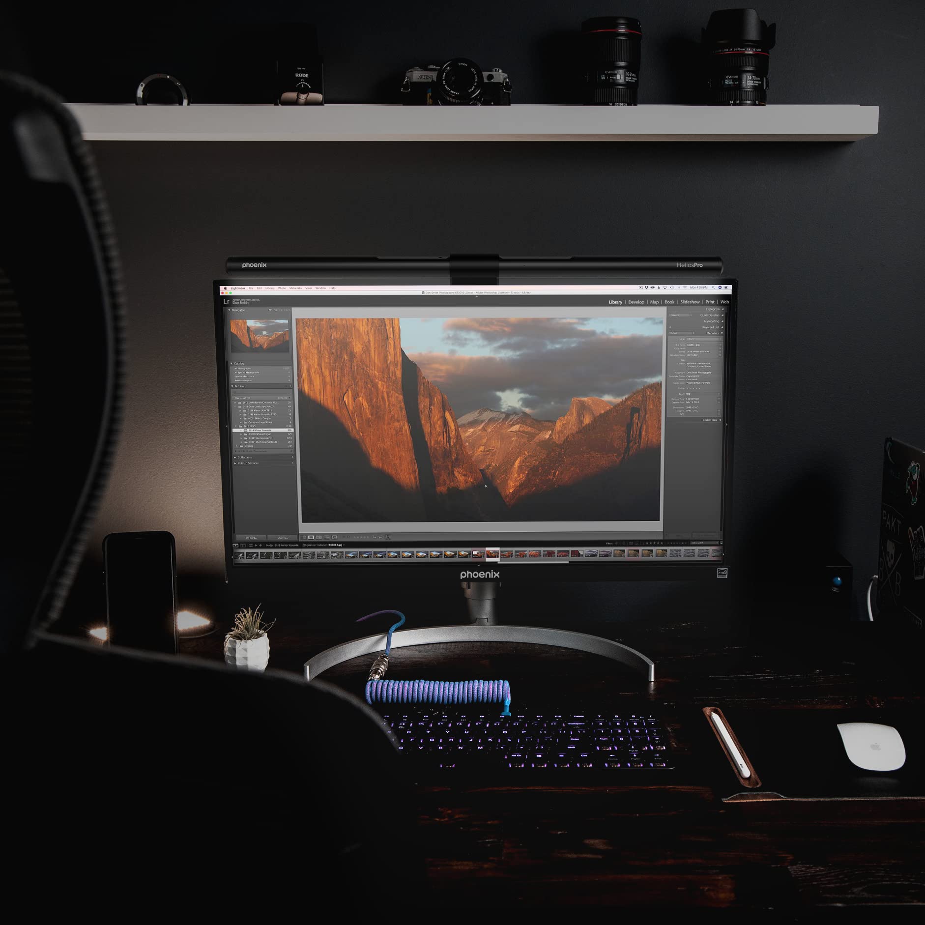 Phoenix Helios Pro Barra de luz para Monitores USB con Controlador Inalámbrico y Ajuste de Temperatura y Brillo Válido para Monitor Curvo