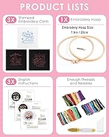 Vista 2 de TINDTOP Kit de Bordado de Navidad para Adultos Principiantes, 3 Juegos Kit de Práctica de Puntadas de Bordado Incluye Tela de Bordado Aros Hilos