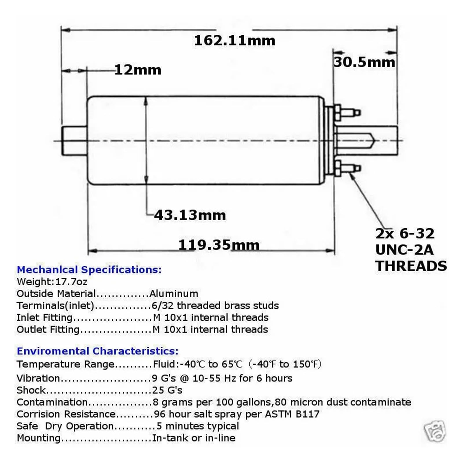 Kraftstoffpumpe Elektrisch Universelle Externe Inline-Kraftstoffpumpe Mit Hohem Durchfluss 255 L/h GSL392 28-3012 6AN-Armaturensatz(FT0002)