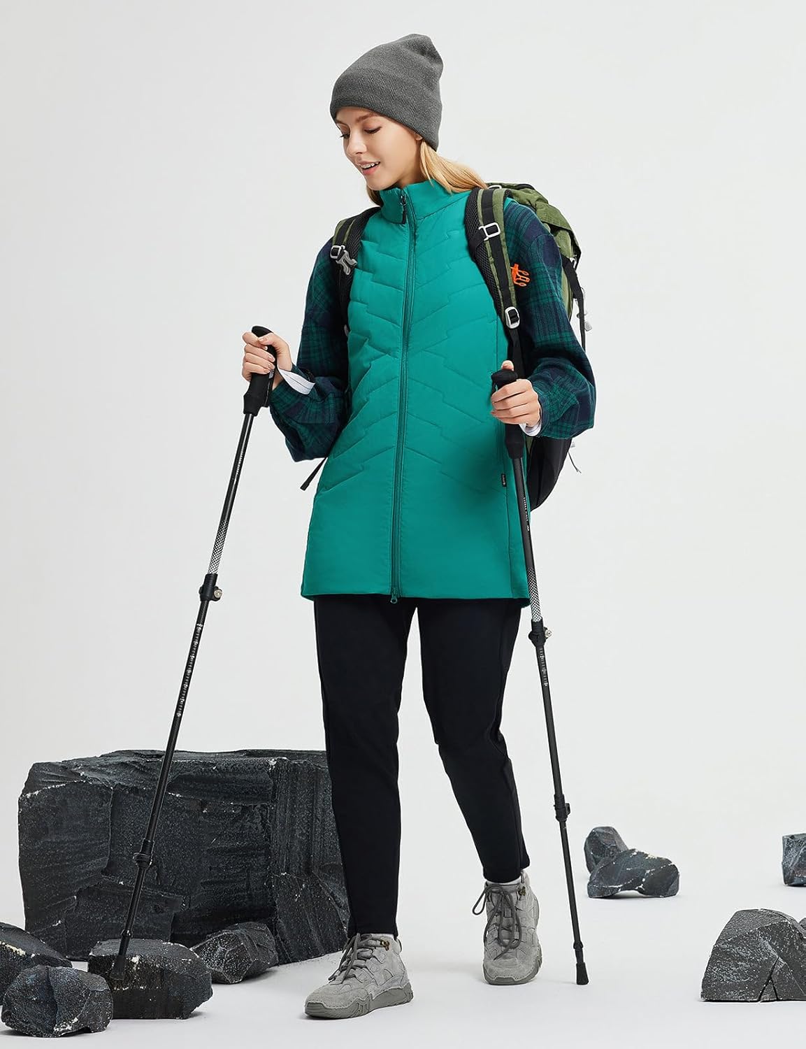 baleaf Running Vest for Women Long Puffer Fall Coat Sleeveless Jacket Outerwear Winter Warm Fleece Hybrid Lightweight - Image 3