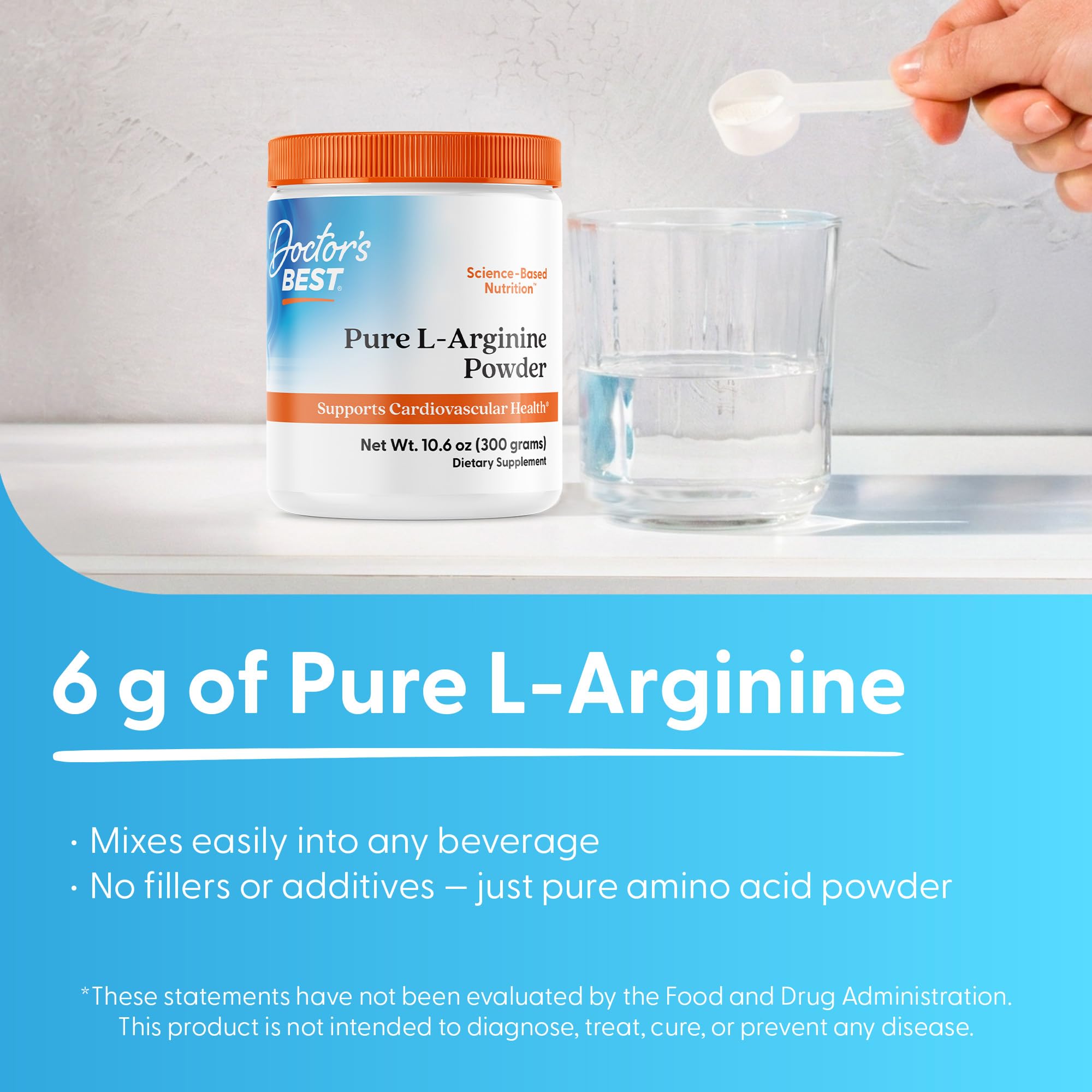 Doctors Best Pure L-Arginine Powder, Blood Flow Support, Vegan, 10.6 oz — Amazon image 3