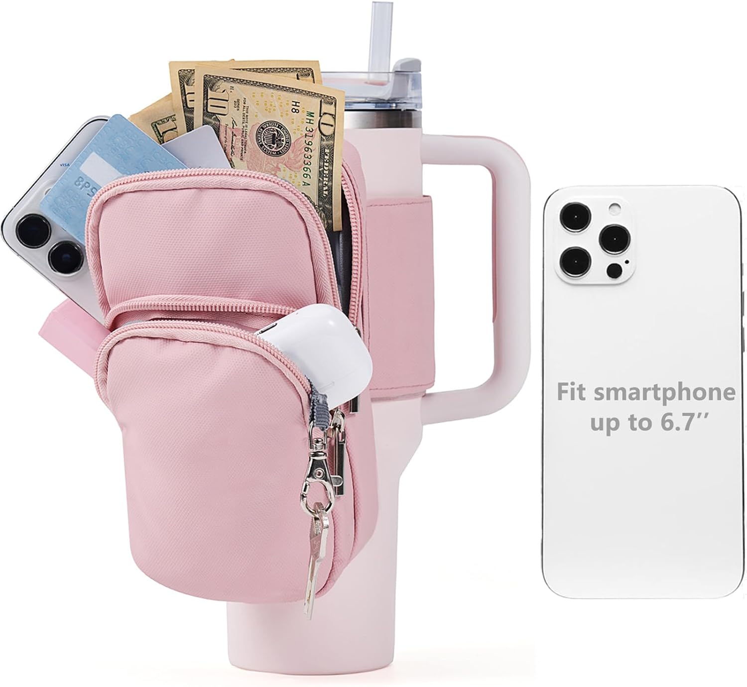 BOLSA CRUZADA STANLEY PARA VASO QUENCHER CON BOLSILLO PARA TELÉFONO Y