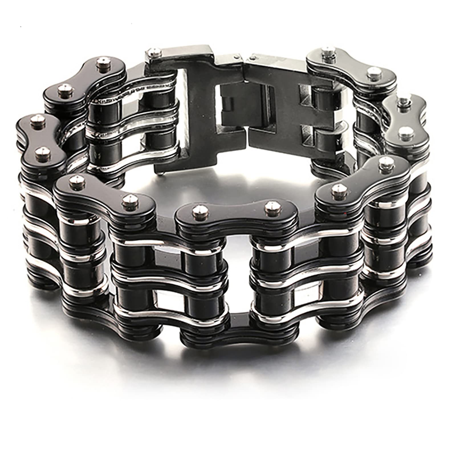 Men's Bracelet Motorcycle Chain Bracelet Mechanical Bracelet Bicycle Chain Bracelet 316L Stainless Steel Silver Chain Bracelet