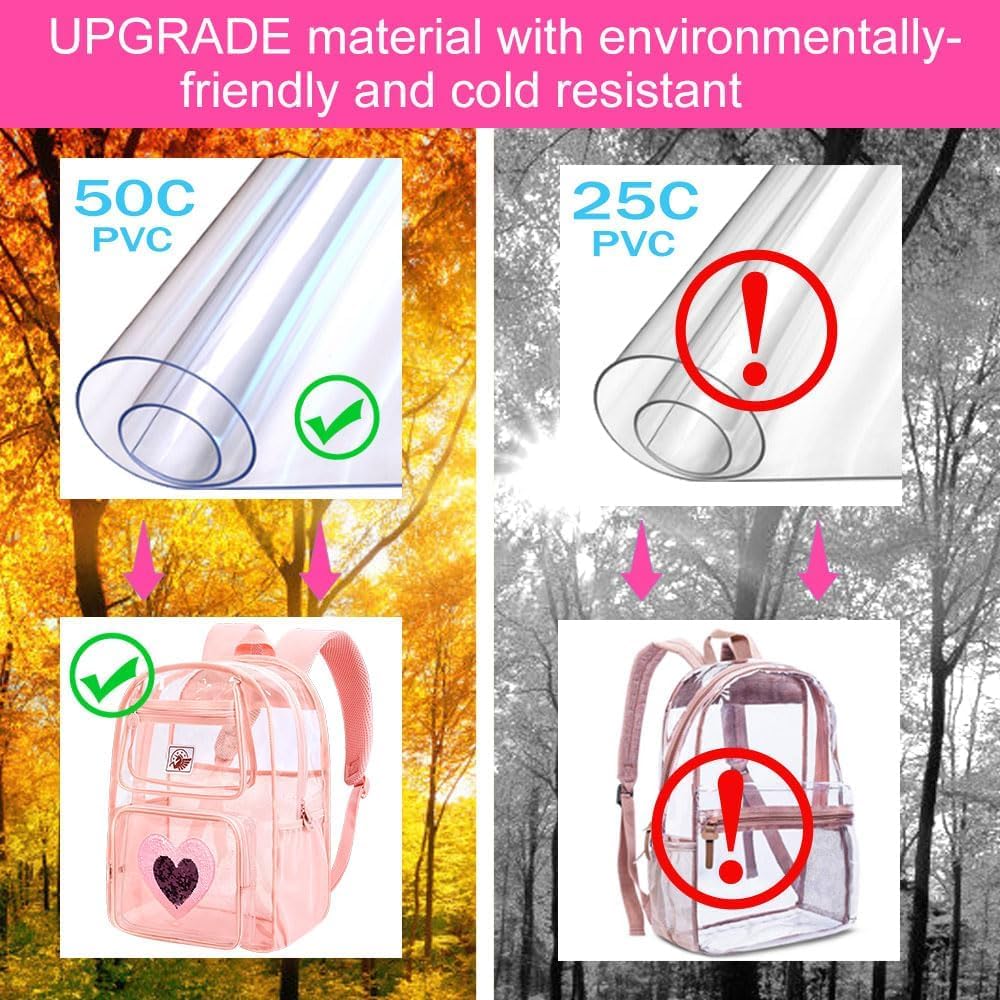 KLFVB Clear Backpack, Heavy Duty Transparent Bookbag, See Through Sequin Backpacks - Image 9