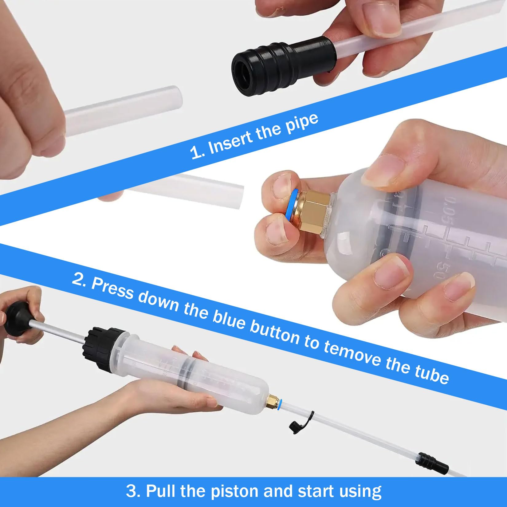 Seringue a Huile 500cc, Pompe à Main Seringue d'aspiration d'huile, pour Liquide de Frein, Huiles de Transmission, Liquide de Refroidissement pour Moteur