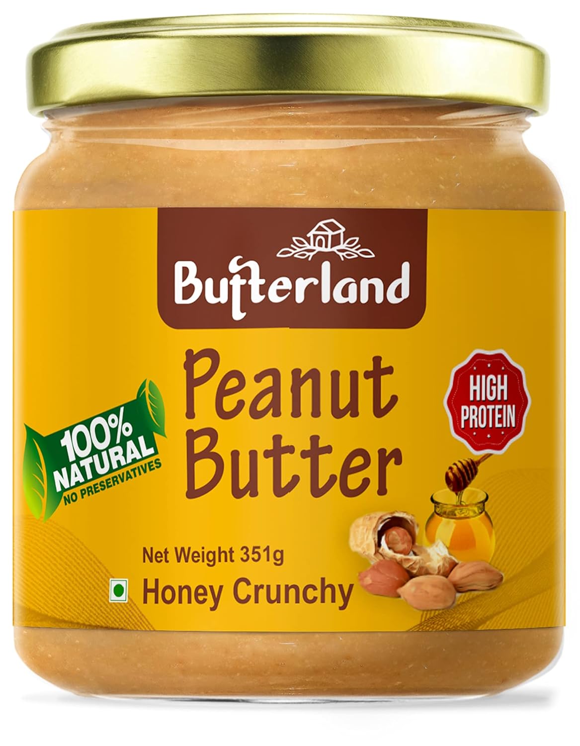 Butterland Peanut Butter 100 Natural and Pure Honey Crunchy
