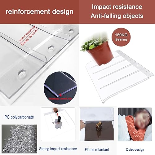 Miniatura 2 de Toldo invisible para ventana, toldo para puerta, puerta delantera al aire libre, cubierta de policarbonato para puerta superior, protección UV