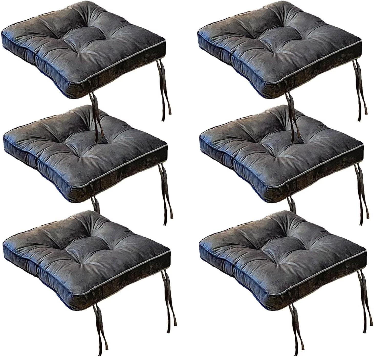 Single Padded Kitchen Chair Cushion, Seat Cushions for Dining Room Chairs 17 X 17 Screw Down, 8cm/3.2 Inches Thick Ergonomic Support for Office Chair, Rattan Chair Desk Chair Charcoal