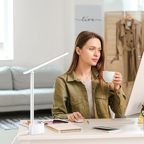 Miniatura 8 de Honeywell Lámpara de escritorio LED mejorada - H01 Pro Sunturalux Luz de escritorio plegable con puerto de carga USB A+C, 3 modos de color Lámpara