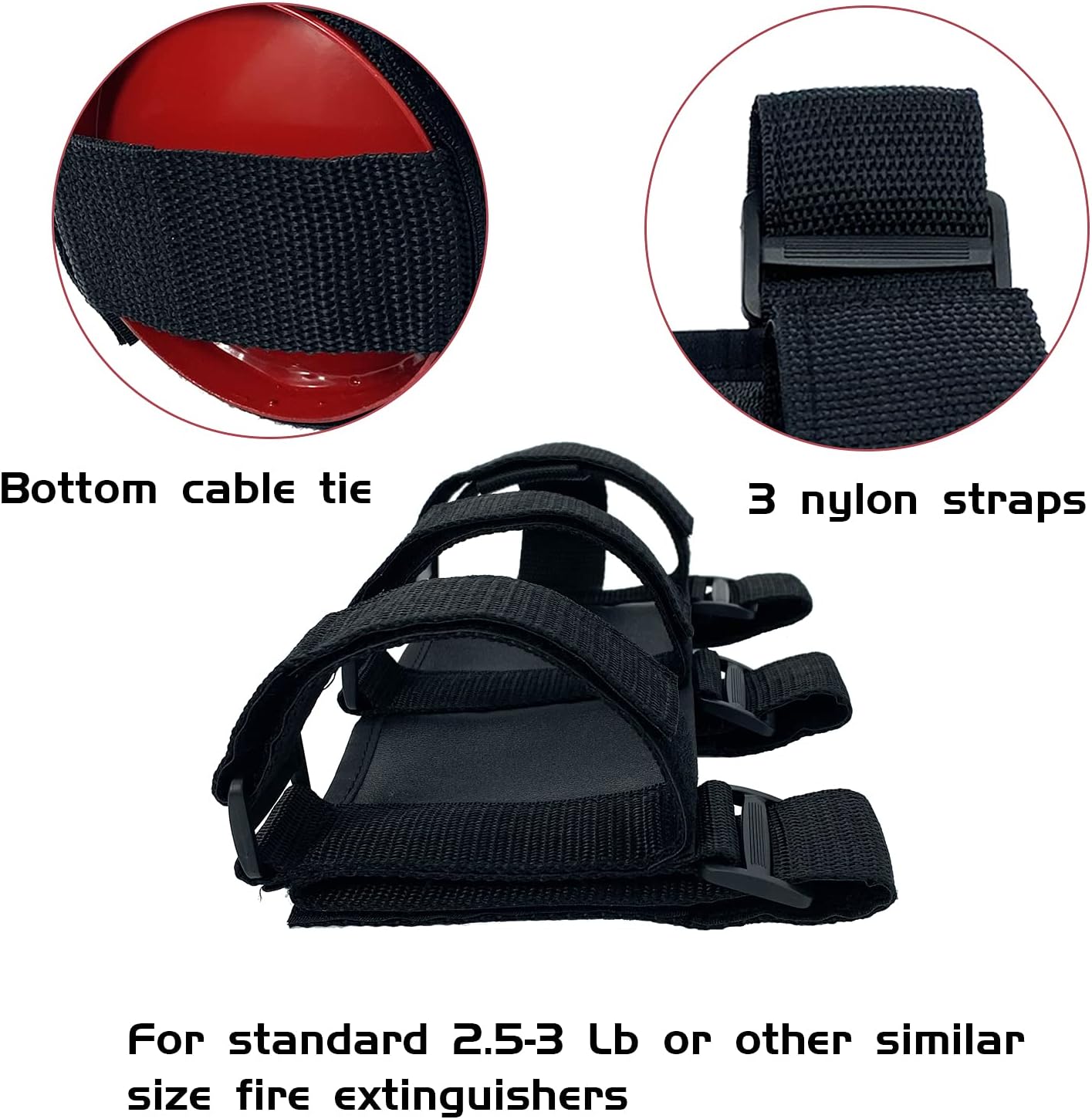 Car Roll Bar Fire Extinguisher Mount Holder Replacement for Jeep Wrangler CJ YJ TJ LJ JK JKU JL JLU, Polaris Ranger RZR General RS1, Can Am Maverick X3 & More - Adjustable Extinguisher Mount Strap