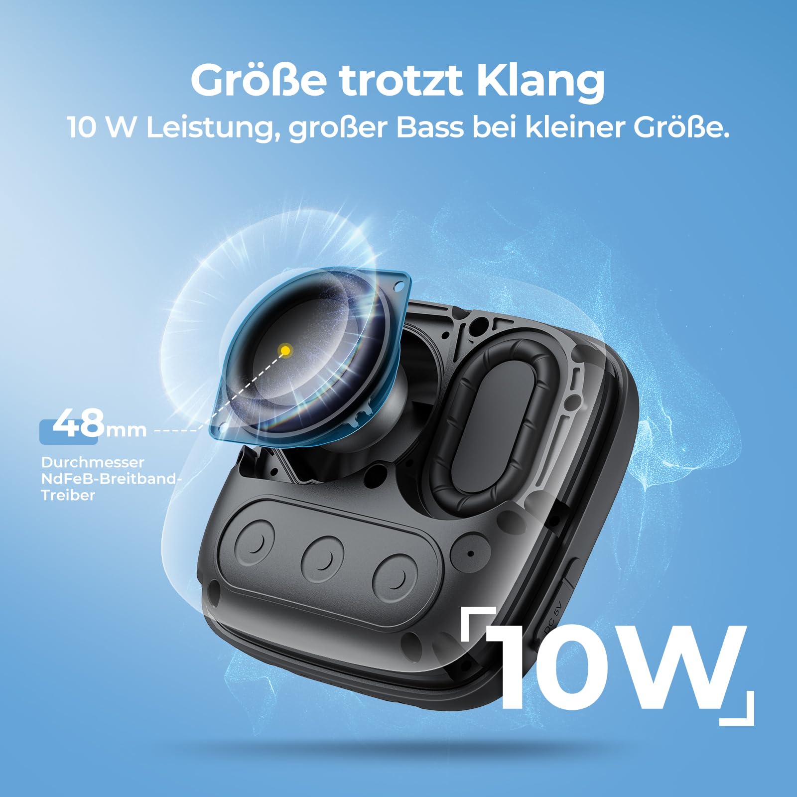 Tribit Bluetooth Portable Lautsprecher StormBox Micro 2 IP67 wasserdichte mit leistungsstarkem kabellosem Stereo-Pairing und integriertem XBass für Outdoor-Reisen und Radfahren