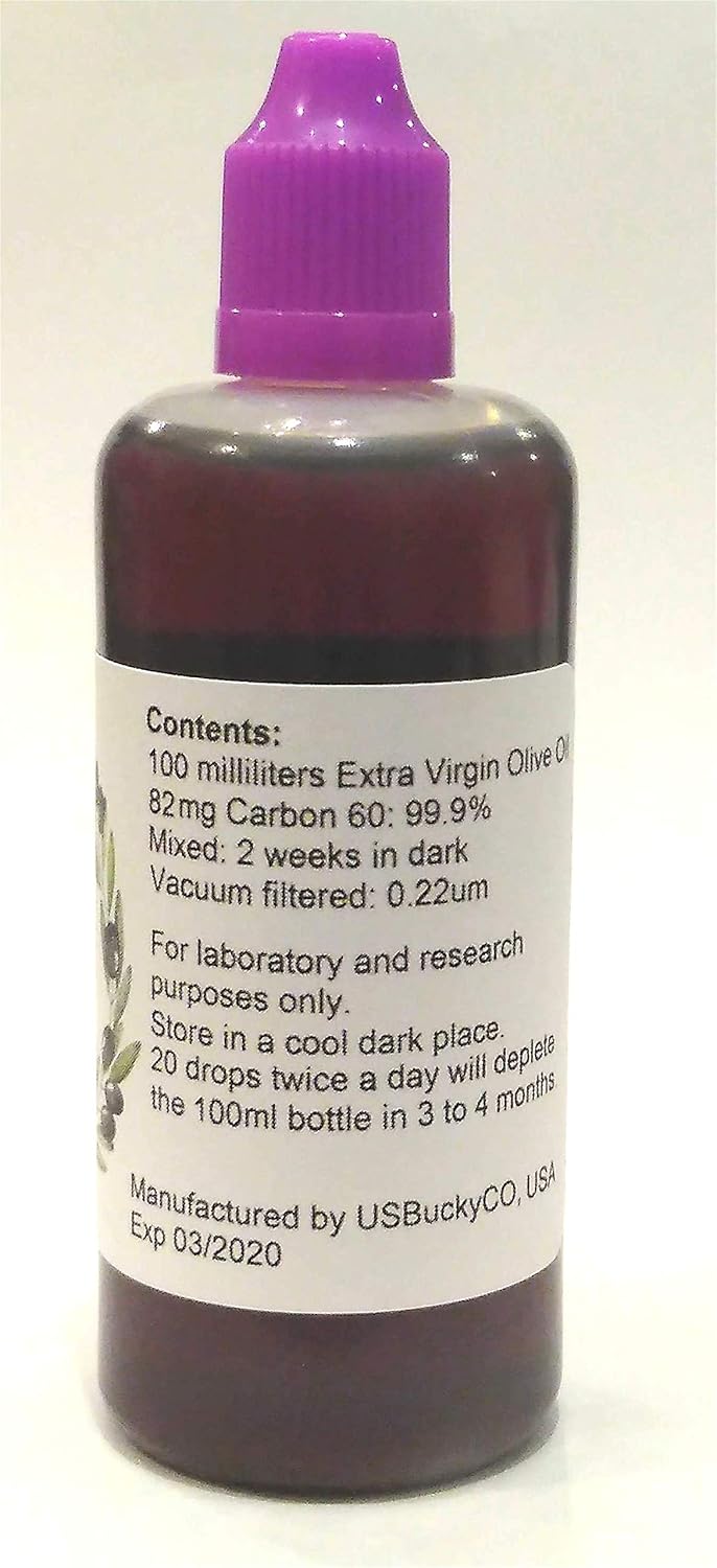 C60 Olive oil - 100ml bottle - 82mg Carbon 60: 99.9% in Extra Virgin Olive Oil, Lipofullerene - Image 2
