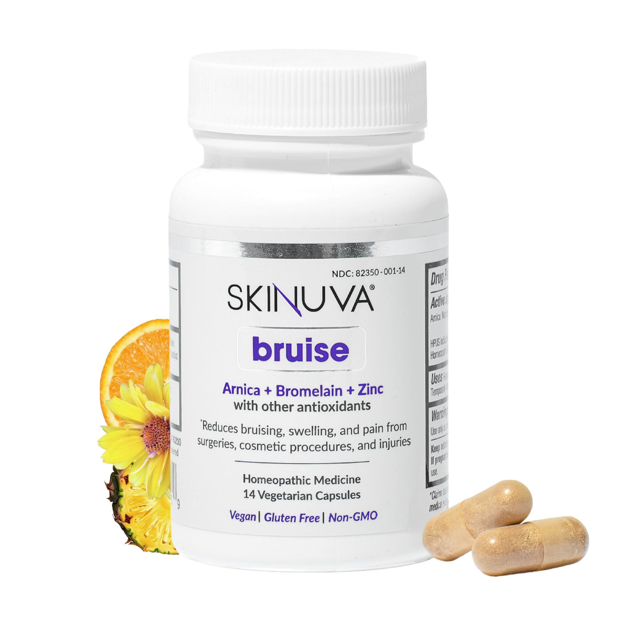 Skinuva® Bruise - Supplement for Bruising and Swelling - A Homeopathic Bruise Remedy Formulated with Arnica, Bromelain & Zinc - 14 Capsules (7-Day Treatment)