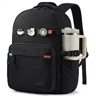 LOVEVOOK Laptop Backpack for Women Work Teacher with Tumbler Holder | Simple Modern Backpack,Cute DIY Webbing,Padded Protection for College,School&Travel,15 Pockets,Fit 17.3" Laptop