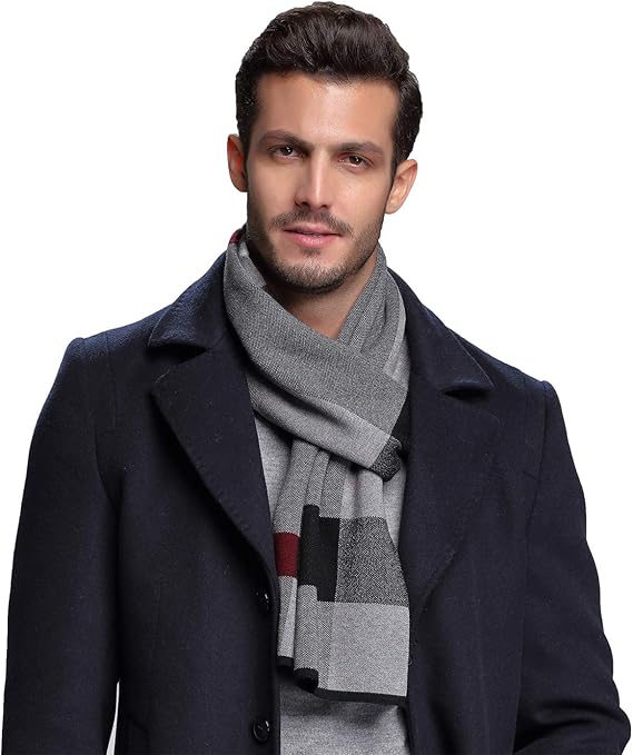 Amazon Riona ウール マフラー メンズ 秋 冬 大判 ストライプ おしゃれ 暖かい 羊毛 マフラー 上品 箱入り ストール マフラー 通販