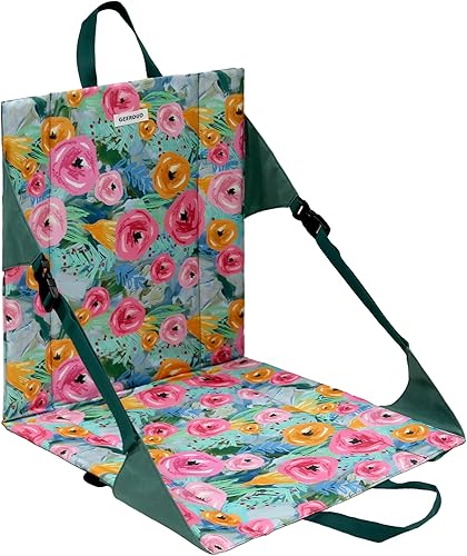 Cojín portátil para asiento de estadio con respaldo, asiento acolchado, silla de campamento plegable ligera, correas ajustables para senderismo,