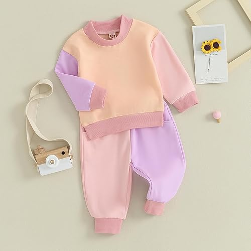 Miniatura 3 de Nie Cuimeiwan Conjunto de ropa de otoño para bebé, niño, niña, ropa de otoño, color de contraste, cálido, para mamá, niño, sudadera y pantalones