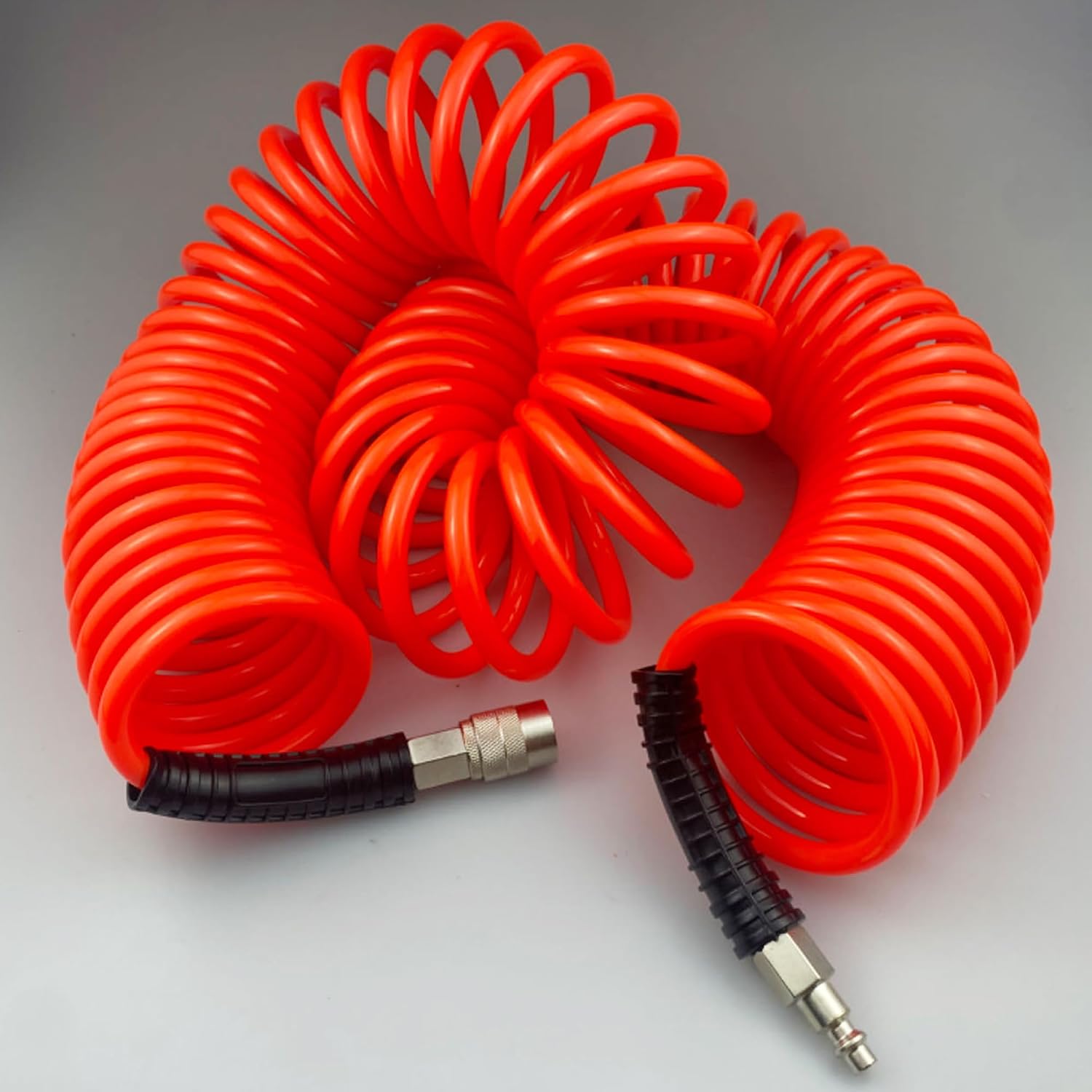 Darnassus Polyurethane Recoil Air Hose, Air Compressor Hose with 1/4" Swivel Fittings, for Industrial, Household, Garage, Station (50 FT, Red)
