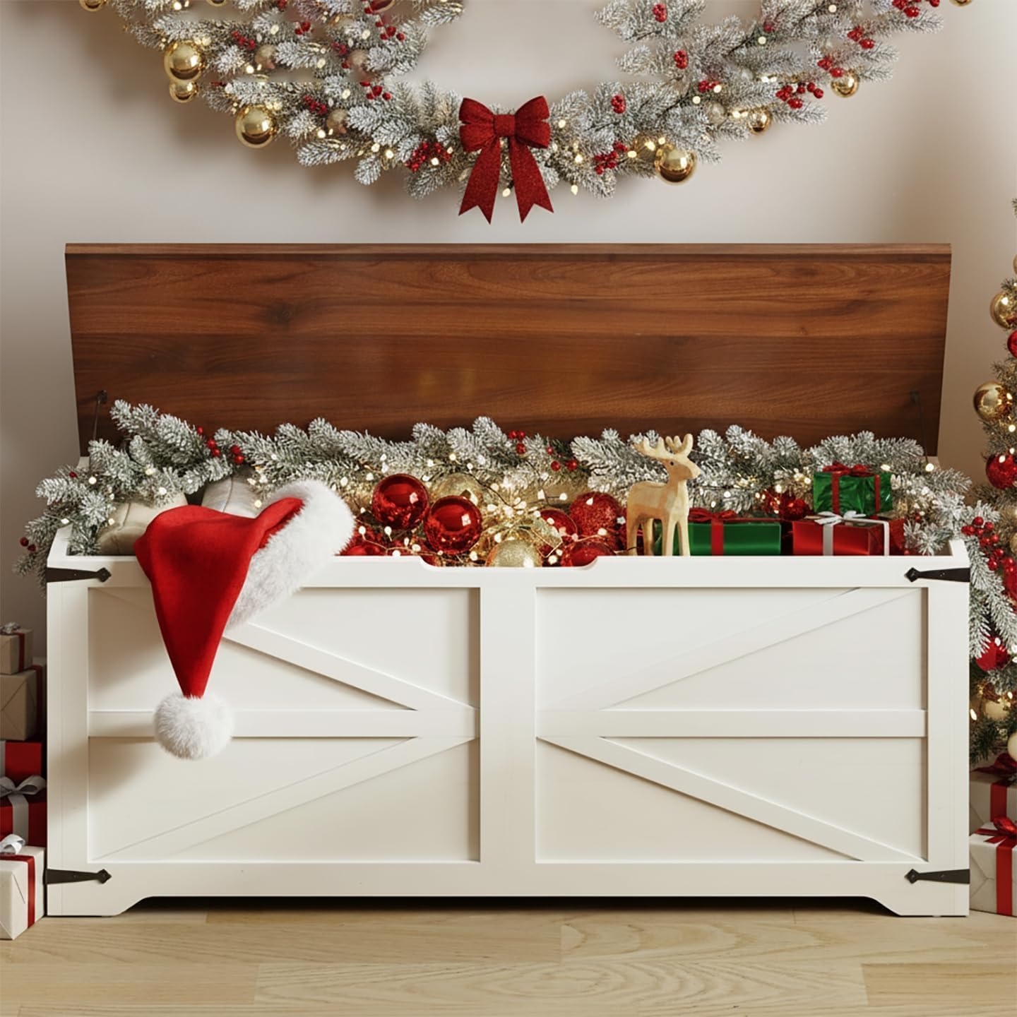 YITAHOME Wooden Storage Chest, 47.2in Storage Bench with Storage, Heavy-Duty Metal Hinges for Smooth Opening, Suitable for Organizing Your Space & Adding Elegance to Any Room