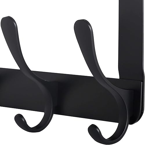 Miniatura 8 de WEBI Toallero para colgar sobre la puerta, gancho para colgar sobre la puerta, perchero para colgar toallas, ropa, baño, negro, 2 paquetes