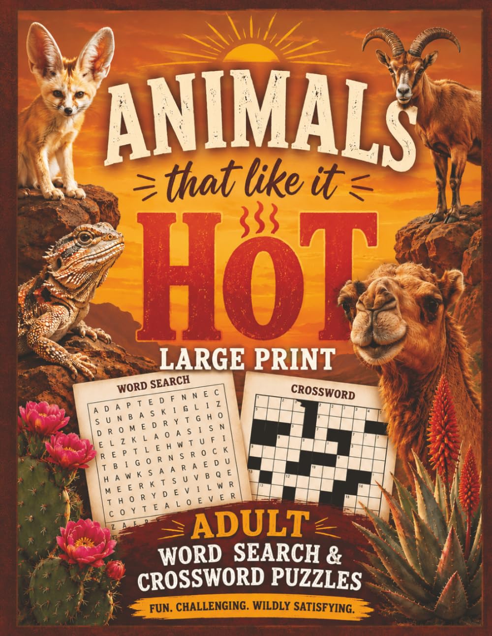Animals That Like It Hot: Large Print: Word Search & Crossword Puzzles